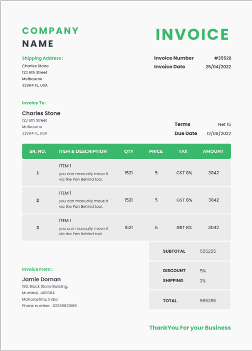 greeninvoicebuilderTemplate