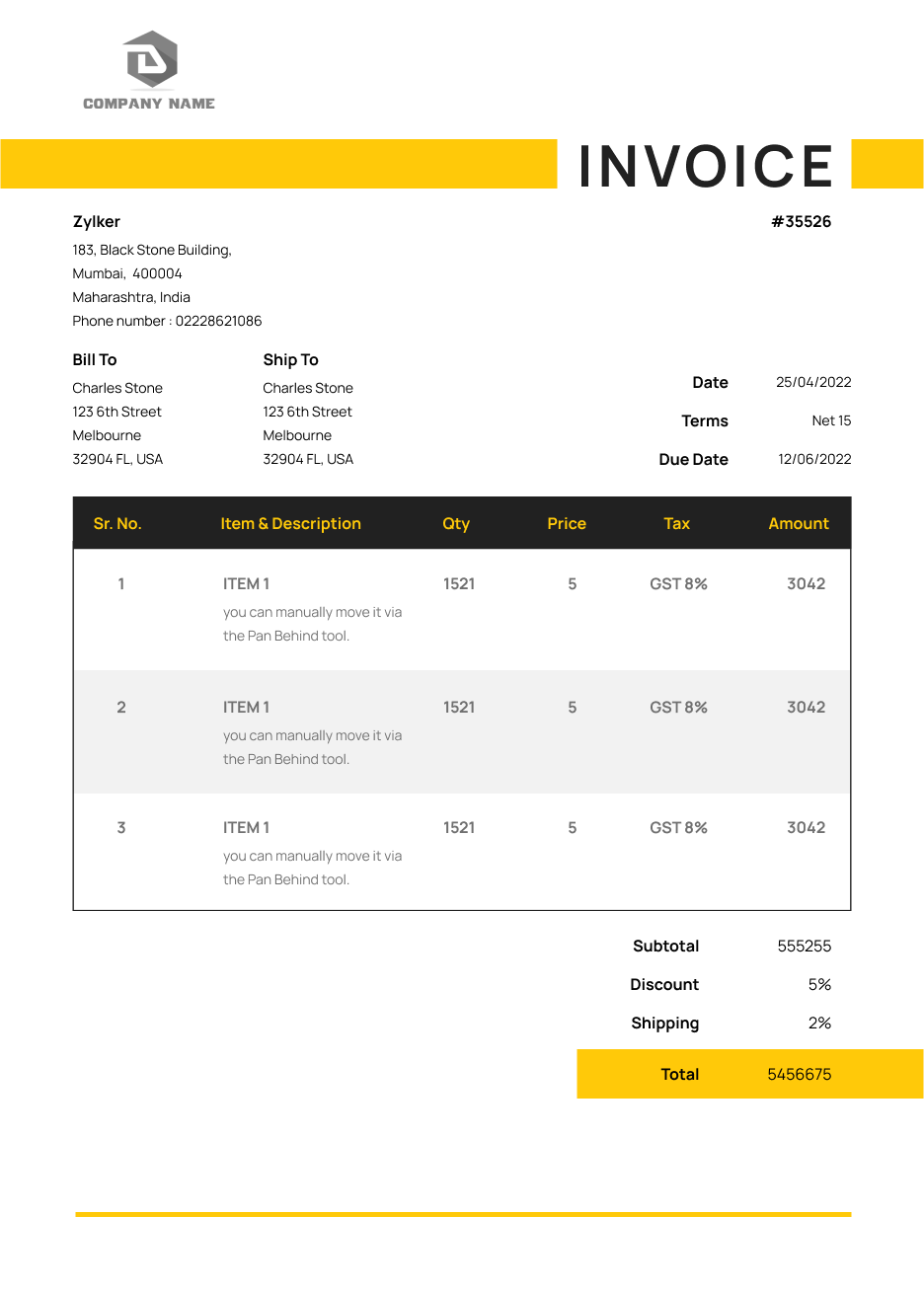 yellowinvoicebuilderTemplate